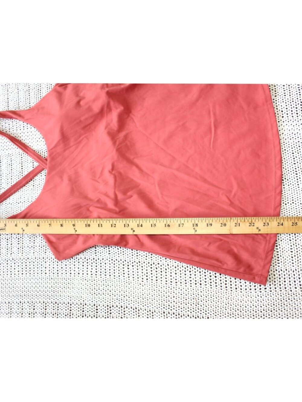 Savvi Kuma Tank Top Padded Shelf Bra Medium Coral pink Criss-cross back Straps - Picture 5 of 10